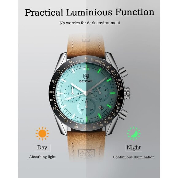 ⚡Watches for Men Analog Quartz Chronograph 30M Waterproof Luminous Elegant Gift - Picture 7 of 10